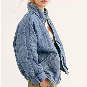 Dolman Quilted Denim Jacket Free People